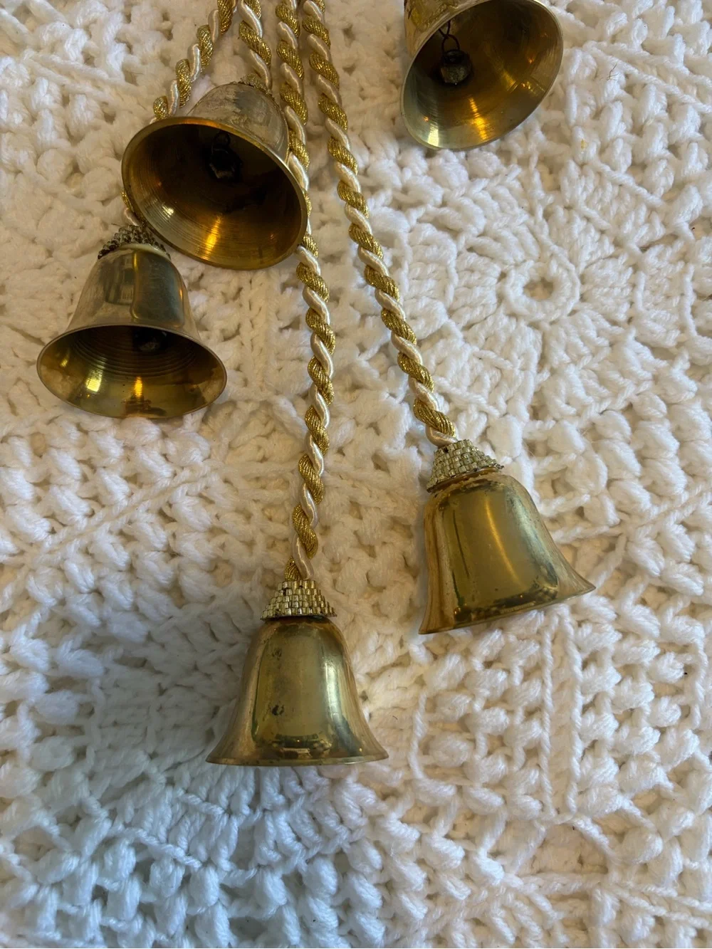 Vintage Gold-Tone Brass Bell Tassel set